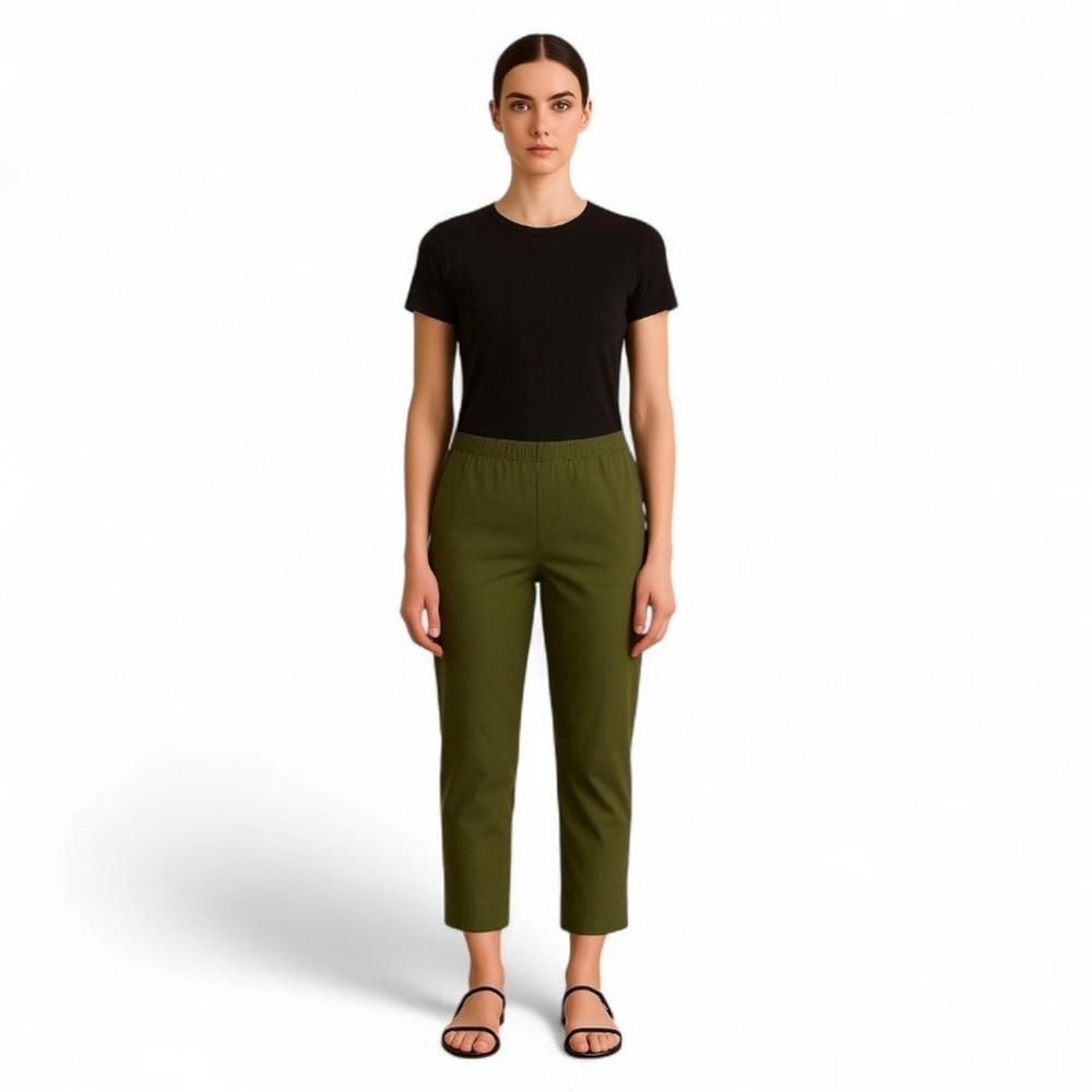 Akris Punto Olive Pull-On Crop Pants Size 8 - Picture 12 of 14